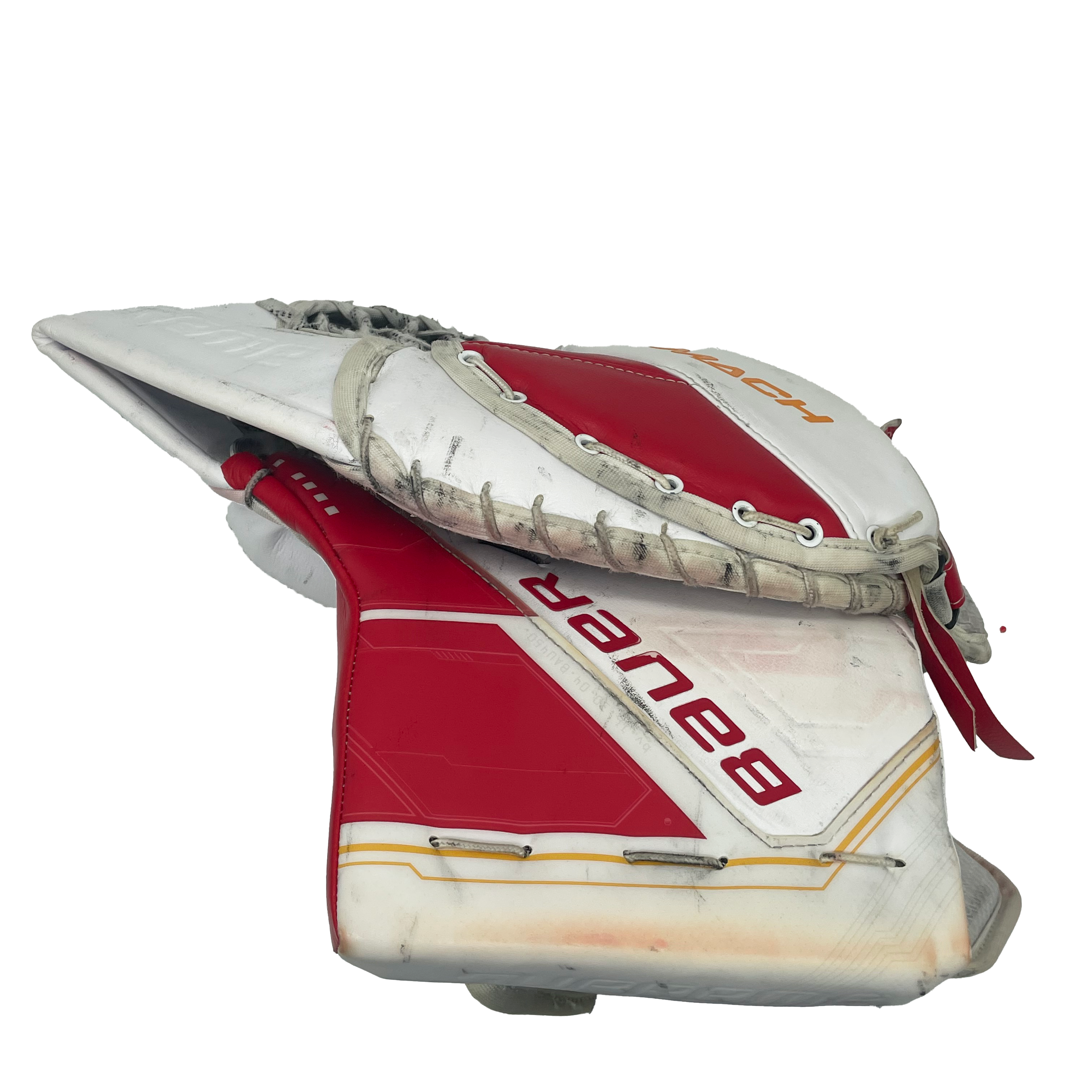 Bauer Supreme Mach - Gant de gardien Pro Stock d'occasion - Dan Vladar (blanc/rouge)